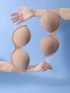 Invisible Strap Push Up Bra for Women, Summer Backless Sticky Breast Pads, Small Chest Support, Sexy Balconette Design for Wedding Dresses