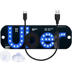 LED Taxi Windshield Light Sign Blue USB-C Powered Rideshare Display with Suction Cups for All Vehicles Holiday Gift