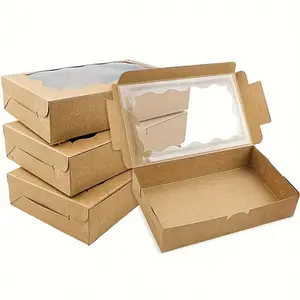 10pcs/20pcs Cookie Boxes, Cupcake Boxes, Bread Packaging Boxes, Candy Snack Boxes, Sweet Treat Containers with Windows, Wedding Birthday Gifts