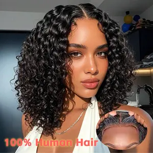 Wear and Go Glueless Bob Wig 100% Human Hair Popping Fluffy Curly 200% Density Pre Plucked Pre Cut 4x4 Kinky Curly Bob Lace Wigs To Wear Human Hair Glueless Wig Invisible Hairline Beginner Friendly Vacation Hair Wigs Party Outdoorfun dealsforyoudays