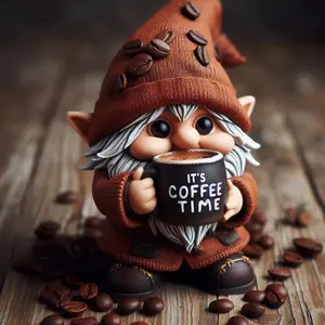 New Coffee Time Gnome Resin Craft Ornament, Home Decor Desktop Figurine, Small Table Decoration, Ca Prop 65 Compliant, Collectible Room Decor