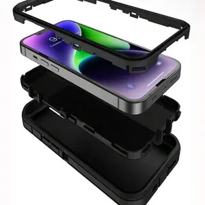 1set Shockproof Phone Case & Screen Protection Tempered Film & Lens Film Compatible With iPhone 13 and 14. Mobile