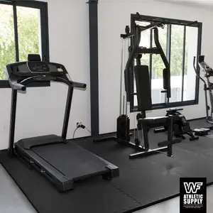 CAP Interlocking Exercise Foam Mats,T Pattern 1/2-Inch Thickness Gym Flooring Tiles, Extra Thick Eva Foam Fitness Equipment Mat & Home Protective Flooring Cushion, Black & Blue