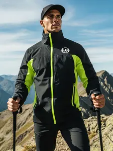 Men's Sport Jacket Casual Lightweight Windproof Running Warm-Up Outerwear Full Zipper Design Patchwork Style Fitted No Padding