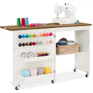 Best Choice Products Sewing Machine Table & Desk w/ Craft Storage and Trays