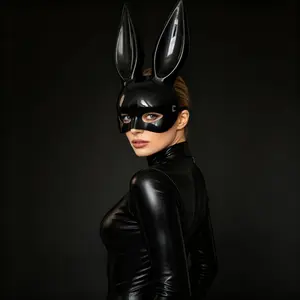 1 Piece Sexy Bunny Ears Sequin Mask, Cosplay Rabbit Mask for Women, Party Masquerade Face Cover