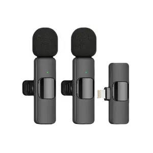 Lavalier Wireless Microphone (K1, K8, K9) - 1-to-2 Noise Reduction Audio Microphone Complete Set for Mobile Live Streaming
