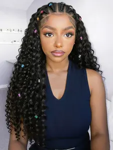 Lace Front Braided Wigs for Women, Cornrow Braided Wig with Curly Ends, Pre Braids Lace Front Wig, Pre Plucked Curly Wigs for Women, Synthetic Curly Hair