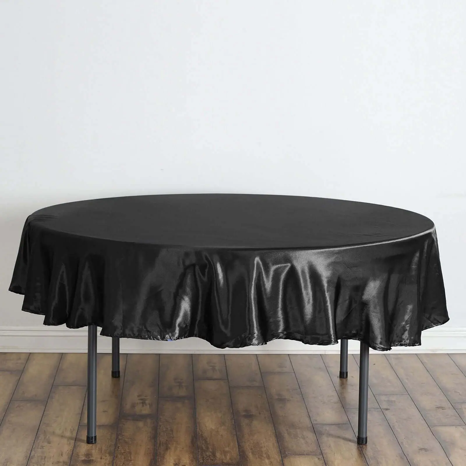 90" Black Satin Round Tablecloth - Smooth, Durable Household Textile Table Cover for Decor, Events, Machine Washable with Cold Wash Instructions