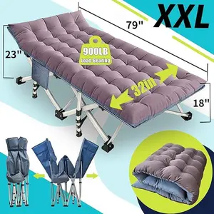 Oversize XXL Camping Cot with Comfortable Mattress Summer Camping Essencials Extra Wide Cots for Sleeping Cot for Adults Folding Cot Camping Bed 79" L X 32" W X 18" H Heavy Duty with Carry Bag Camp Travel Office Bedroom Outdoor Indoor