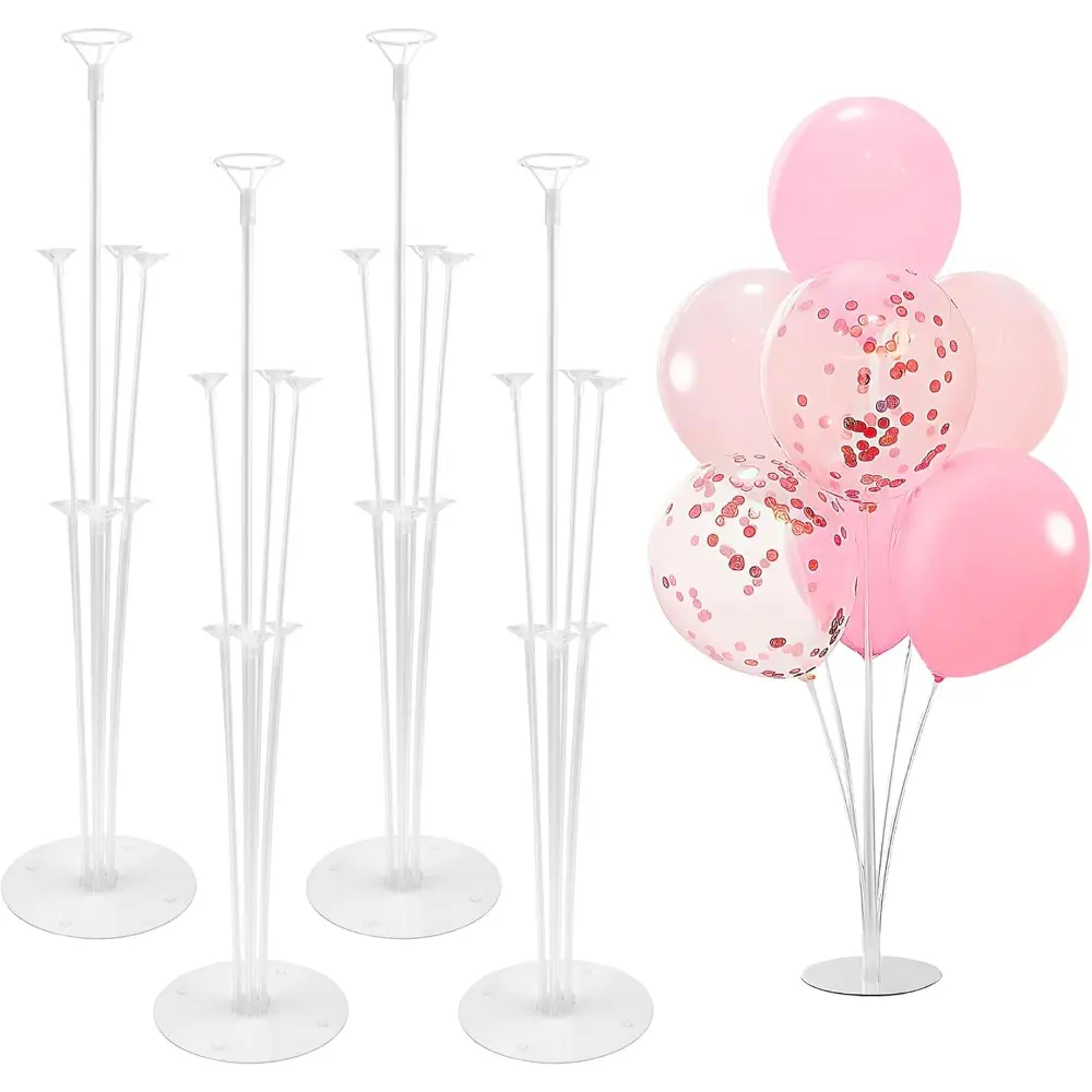 Plastic Balloon Arch & Party Decoration Kit - 4 Sets with Sticks, Table/Floor Supports, Arch Bases for Halloween, Wedding Celebrations, Balloon Arches, Party Decorations