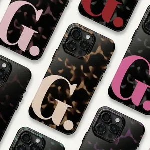 Tortoise Shell Custom Initials PhoneCase, Phone Accessories, Cute Phone Case,Fashion Case, Perfect Gift for Her/Him, PhoneCase for iPhone, Creative Dual Layer Case   W9