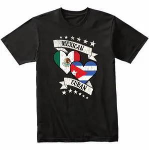Mexican Cuban Heart Flags Mexico Cuba T-Shirt
