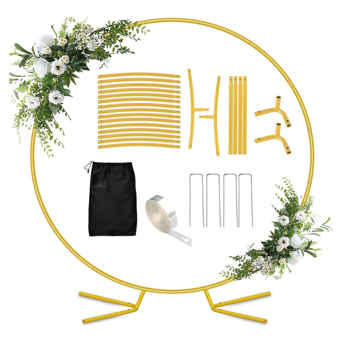 7.2FT Gold Round Balloon Arch Stand – Metal Circle Backdrop for Parties 7.2FT Gold Round Balloon Arch Stand – Metal Circle Backdrop for Parties