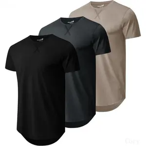 Mens Plain Cotton Shirts Short Sleeve Casual Crew Neck T-Shirts Hipster Hip Hop Longline Tees Drop Cut Curved Hem  Top Streetwear Menswear Tshirt Beige Tropical Shortsleeve Crewneck compression shirts compression shirts Relaxed Overall Set