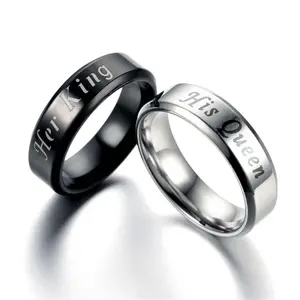 her King his Queen couple ring stainless steel ring men and women daily wear couple gift