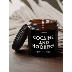 Smells Like Cocaine & Hookers, Funny Candle Gift for Birthday, Non-Toxic, Eco-Friendly for Household Use and Decor,Gift For Him Decor Glass