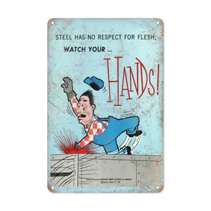 WSTKJW 1965 Railroad Safety Council Steel has no Respect Railroad Poster Reproduction Metal Print 12"x8" Inch Decor Decoration