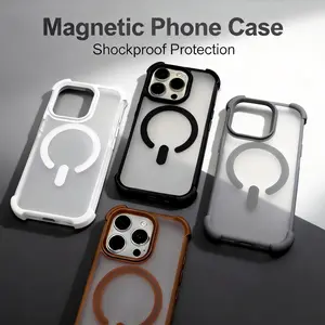 Four-corner raised macaron-colored skin-feel airbag anti-drop magnetic charging case suitable for iPhone 17/16/15/14/13/12/11, anti-drop, shockproof, waterproof matte protective cover