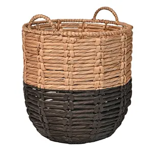 Laurel 19.49" Bohemian Handwoven Abaca Hamper Basket with Handles