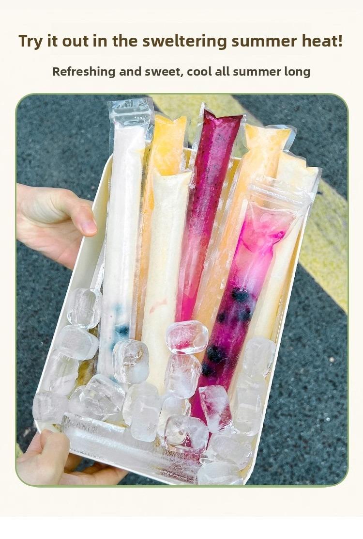 100 PCS Food-grade disposable popsicle bags, fruit jelly bags, ice cream, popsicle sticks, long strips, homemade ice pop bags