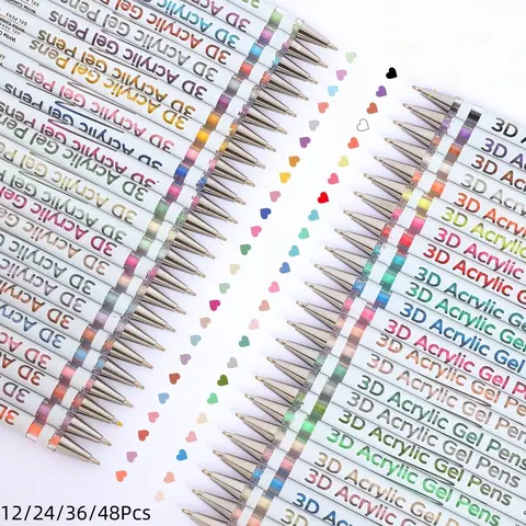 3D Acrylic Gel Pen, 1 Box Quick-drying Ink Gel Pen, Graffiti Painting Set, Marker Pen for Greeting Cards, Fill in Colors, Outline, Acrylic Markers, Art Supplies