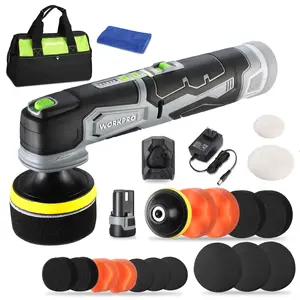WORKPRO Cordless Mini Buffer Polisher, 12V Buffer Polisher for Car Detailing, 5 Variable Speed, Compact Cordless Polisher Kit for Waxing, DIY Projects, Furniture Polishing