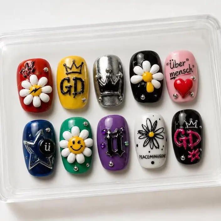 G-Dragon POWER Press On Nails | 3D K-pop Nail Art | BIGBANG Fan Design