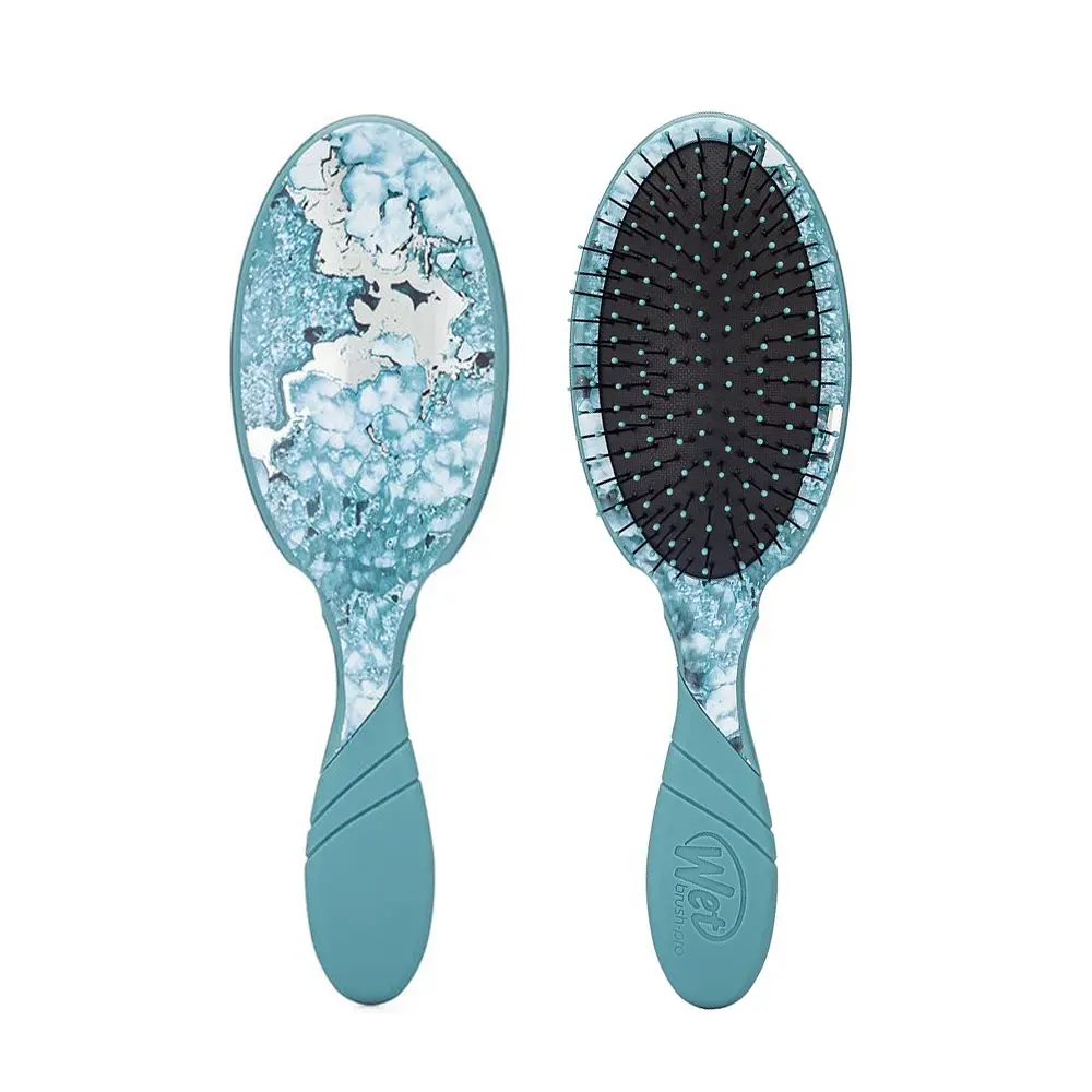Wet Brush Pro Hair Brush with IntelliFlex Bristles for Easy Glide, Ergonomically Designed with Finger Rests - Teal Mineral Etchings