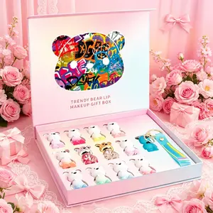 13-Piece Cute Bear Lip Gloss Gift Set, Glossy Lip, Multi-Color, Skin-Friendly, Includes Fun Charm, Perfect for Valentine's Day, Best Friend Birthday Gifts