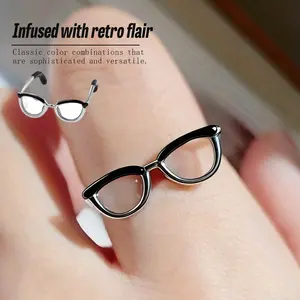 Eye Glasses Ring Party Accessories Unique Statement Jewelry for Y2K & Vintage Lovers, Stackable & Adjustable Party Supplies decor