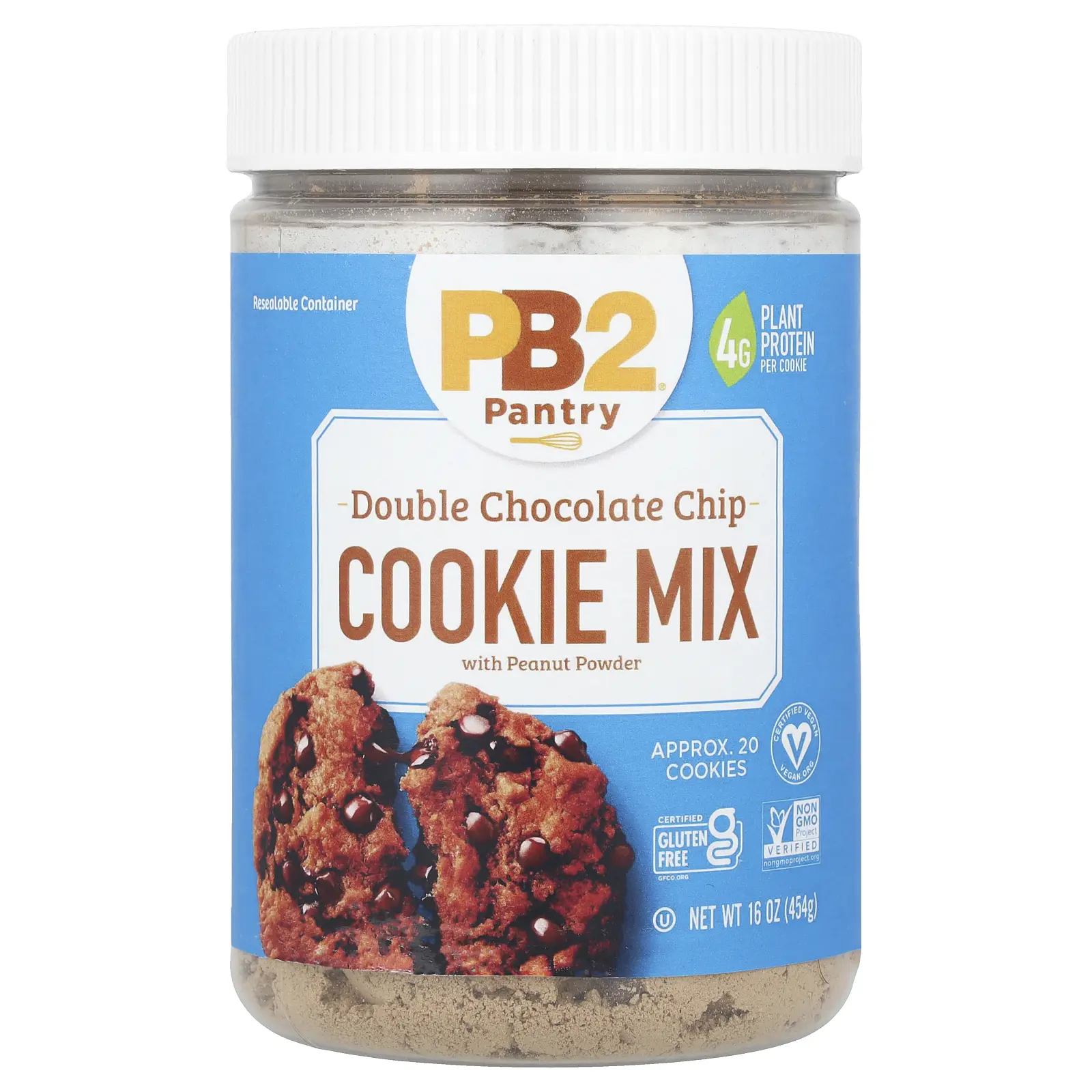 PB2 Foods Double Chocolate Chip Cookie Mix with Peanut Powder, 16 oz (454 g)