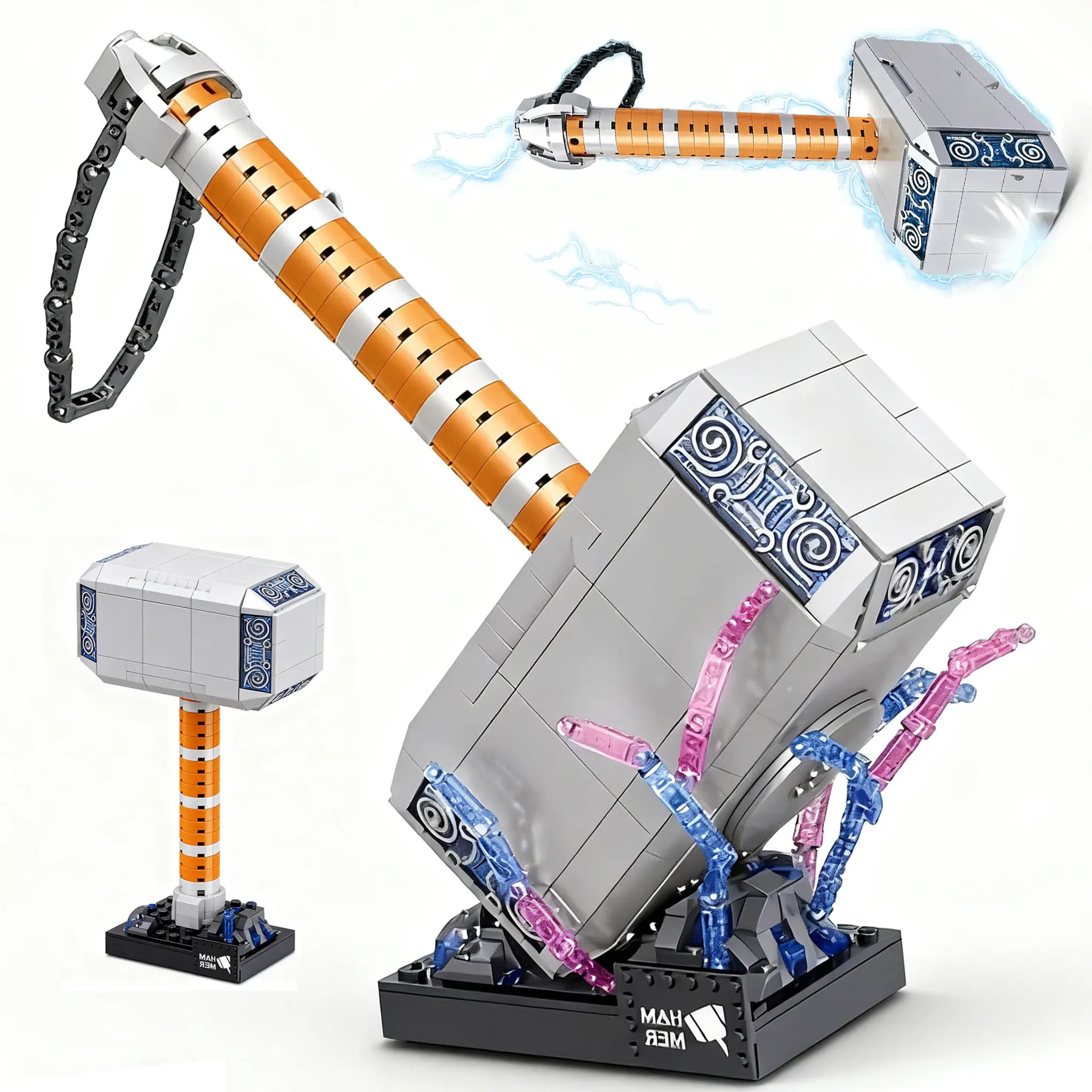 975PCS Thor Thunder God Thunder Hammer Model Building Kit, Building Blocks Set, Collectible & Creative Building Block Toys for Kids Gifts