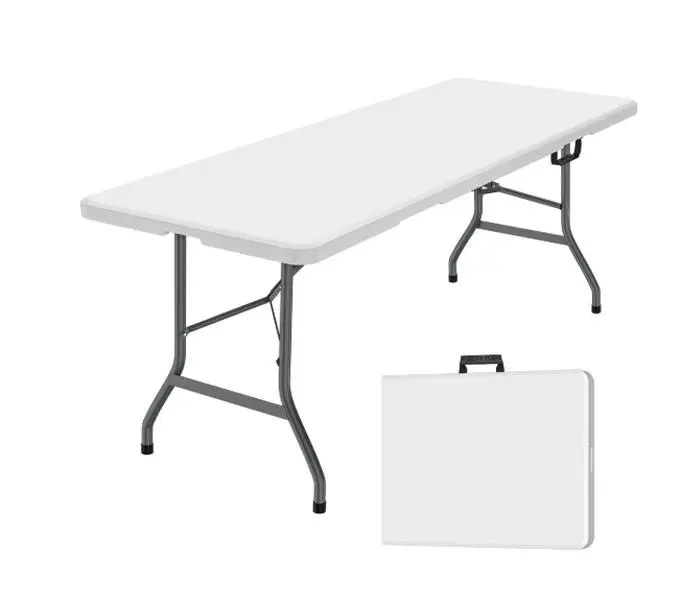 Leumius 6 Foot Folding Table,Outdoor Folding Table w/Handle,White