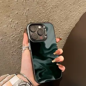 Creative Artistic Case for iPhone 16 Pro Max 15 Plus 14 13 12 11 XS XR Green Gradient Pattern Matte Shockproof Anti-Scratch Stylish Smartphone Cover
