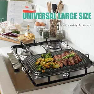 Cast Iron Griddle 2-in-1 Reversible Grill Pan, Ideal for Gas Stovetop, Campfire, and Oven Cooking, Lightly Pre-Seasoned for Enhanced Flavor, 20-inch