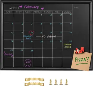 Calendar Chalkboard,Small Magnetic Surface Black Wood Frame Chalk Board for Planning,10.6 x 14.6 inches,School Timetable Memo, Hanging Board for Office, School and Home(YLHB-BK-2737)