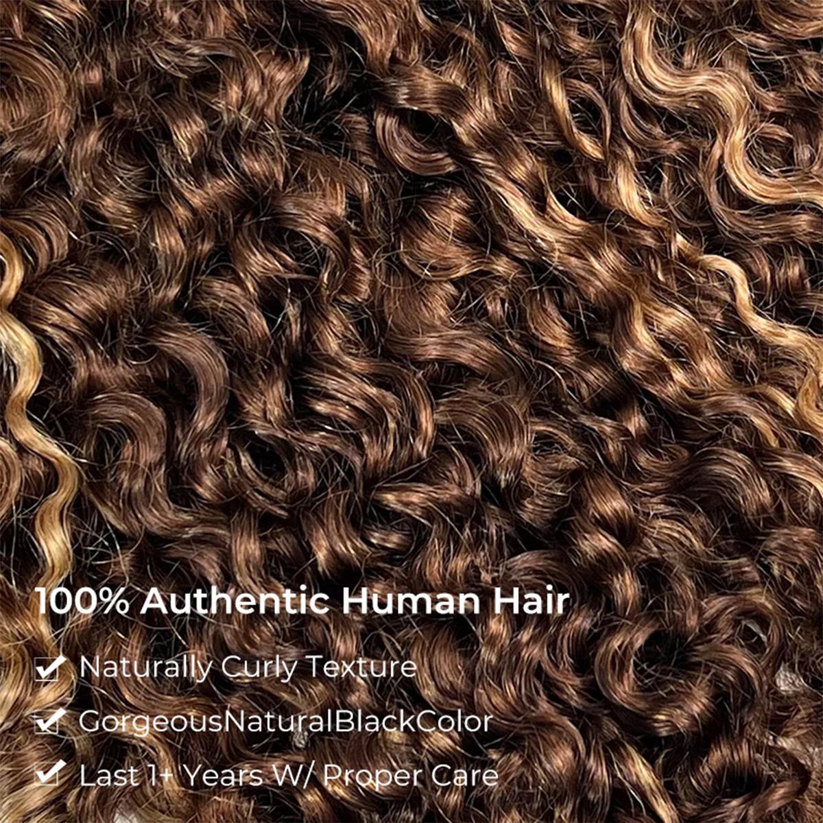 [WEAR GO HALF WIG] URody Highlight Burmese Curly Half Wig 200% Density InvisiFit Strap Flip Over Wig
