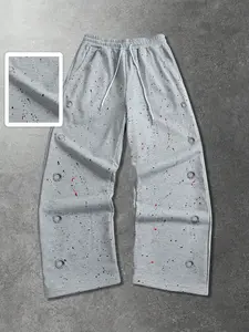 Sporty Pants with Bold Paint Splatter & Ripped Details, Casual Sports Trousers, Soft Loose Fit, Casual Style, Ultimate Comfort, Fall&winter Wear