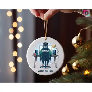 Personalized Gamer Ornament, Custom Name Boy Playing Video Game Player Christmas Ornament, Cool Gaming Ornament, Game Lover Gifts