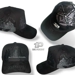 One Percent Hats "La Ultima Cena" - Black Embroidered Baseball Cap with Iconic Design and Adjustable Fit