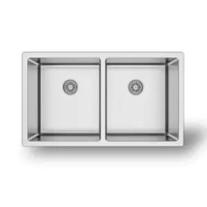 NEW Zero Radius Stainless Steel Undermount Kitchen Sink - Double Bowl 50/50
