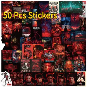 50 Sheets Stranger Things Season 5 Graffiti Stickers, Waterproof DIY Decor for Guitar Notebook Luggage, Creative Craft Supplies, Adhesive Stickers