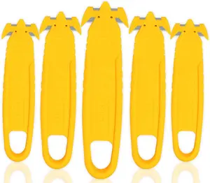 Safety Box Cutter, SK2 Stainless Steel Concealed Blade Package Opener with Tape Splitter for Cartons, Cardboard, Wrap, Straps