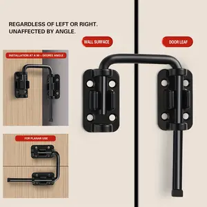 2 Pack 180 Degree Barn Door Lock, Hinge Sliding Latch, Stainless Steel, Safety Accessory, Interior Door Bolt, Hardware