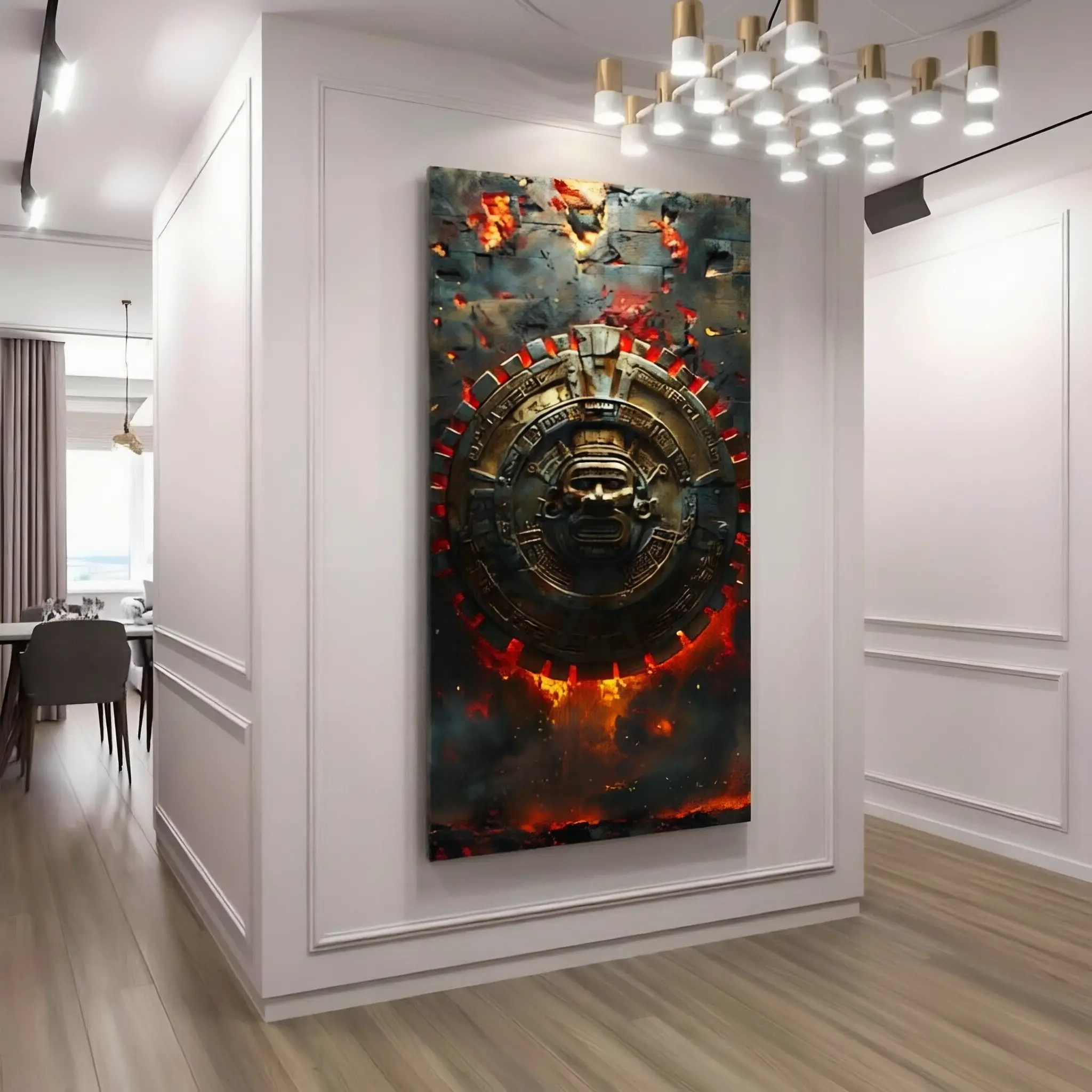 1 Canvas , Large Aztec Symbol Canvas Art Poster - with Vibrant Geometric Pattern |   Contemporary Art Work |   Exquisite Design, Mexican Style Home Decor, Suitable for Decorating Room, Living Room, Office, etc. Ornaments