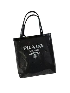 Pre-owned PRADA Sequin Embellished Patent Leather Trim Mini Tote Bag/WJXY04313088
