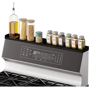 30" Wide Kitchen Shelf Organizer for Stove,   Spices Shelf for  Stove Kitchen Storage Organization (Fit for Flat Top Only, Black)