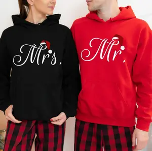 Matching Couple Hoodies Mr And Mrs Gift For Christmas Tops Menswear Womenswear Clothing Print Suits Yarn Cotton Black Casual