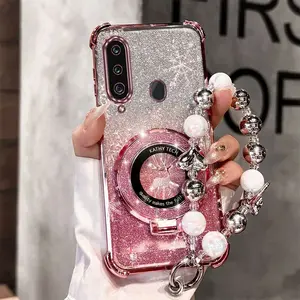 A20S Girls Series Fashion Strap Lanyard Phone Holder Case For Compatible With Samsung Galaxy A20S PC Cover and Durable Deer with Snowflake Winter Style Protector Cases